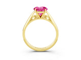 Yellow gold Round Cut Pink Sapphire Solitaire Engagement Ring with Cathedral Setting and Four-Prong Mount_33