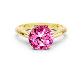 Yellow gold Round Cut Pink Sapphire Solitaire Engagement Ring with Cathedral Setting and Four-Prong Mount_72