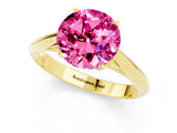 Yellow gold Round Cut Pink Sapphire Solitaire Engagement Ring with Cathedral Setting and Four-Prong Mount_73