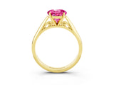 Yellow gold Round Cut Pink Sapphire Solitaire Engagement Ring with Cathedral Setting and Four-Prong Mount_75