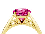Yellow gold Round Cut Pink Sapphire Solitaire Engagement Ring with Cathedral Setting and Four-Prong Mount_76