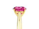 Yellow gold Round Cut Pink Sapphire Solitaire Engagement Ring with Cathedral Setting and Four-Prong Mount_77