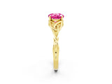 Yellow gold Round Cut Pink Sapphire Solitaire Engagement Ring with Celtic Knot Band and Four-Prong Setting_26