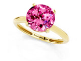 Yellow gold Round Cut Pink Sapphire Solitaire Engagement Ring with Classic Band and Four-Prong Setting_25