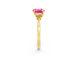 Yellow gold Round Cut Pink Sapphire Solitaire Engagement Ring with Classic Band and Four-Prong Setting_26