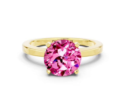 Yellow gold Round Cut Pink Sapphire Solitaire Engagement Ring with Classic Band and Four-Prong Setting_60