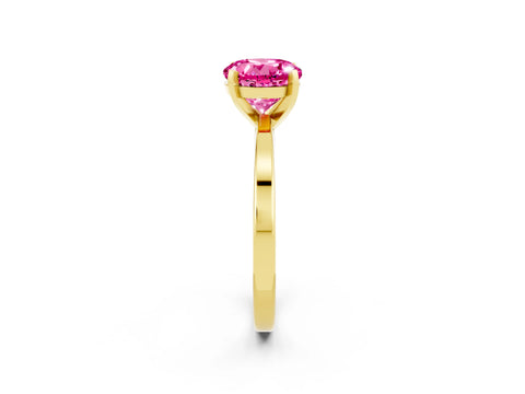 Yellow gold Round Cut Pink Sapphire Solitaire Engagement Ring with Classic Band and Four-Prong Setting_62