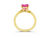 Yellow gold Round Cut Pink Sapphire Solitaire Engagement Ring with Classic Band and Four-Prong Setting_63