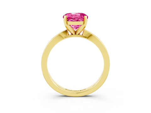 Yellow gold Round Cut Pink Sapphire Solitaire Engagement Ring with Classic Band and Four-Prong Setting_63