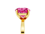 Yellow gold Round Cut Pink Sapphire Solitaire Engagement Ring with Classic Band and Four-Prong Setting_65