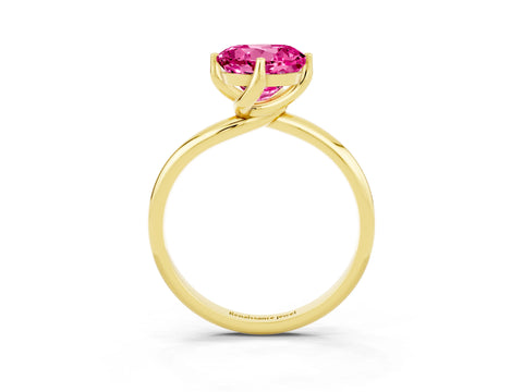 Yellow gold Round Cut Pink Sapphire Solitaire Engagement Ring with Four-Prong Setting and Classic Band_15