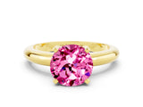Yellow gold Round Cut Pink Sapphire Solitaire Engagement Ring with Round Band and Four-Prong Setting_24