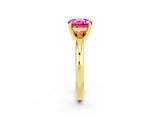 Yellow gold Round Cut Pink Sapphire Solitaire Engagement Ring with Round Band and Four-Prong Setting_26