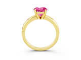 Yellow gold Round Cut Pink Sapphire Solitaire Engagement Ring with Round Band and Four-Prong Setting_27