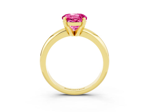 Yellow gold Round Cut Pink Sapphire Solitaire Engagement Ring with Round Band and Four-Prong Setting_27