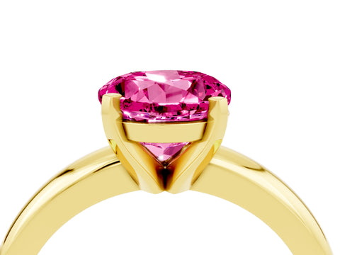 Yellow gold Round Cut Pink Sapphire Solitaire Engagement Ring with Round Band and Four-Prong Setting_28