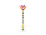 Yellow gold Round Cut Pink Sapphire Solitaire Pavé Band with Four-Prong Setting_26