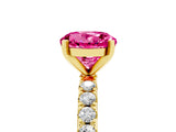 Yellow gold Round Cut Pink Sapphire Solitaire Pavé Band with Four-Prong Setting_29