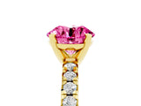 Yellow gold Round Cut Pink Sapphire Solitaire Pavé Engagement Ring with Round Band and Prong Setting_17