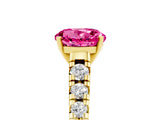 Yellow gold Round Cut Pink Sapphire Solitaire Ring with Cathedral Setting and Pavé Band_29