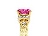 Yellow gold Round Cut Pink Sapphire Solitaire Ring with Filigree Band and Four-Prong Setting_53