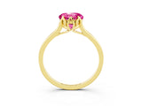 Yellow gold Round Cut Pink Sapphire Solitaire Ring with Flower Prong Setting and Classic Band_15