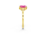 Yellow gold Round Cut Pink Sapphire Solitaire Ring with Flower Prong Setting and Classic Band_38