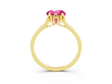 Yellow gold Round Cut Pink Sapphire Solitaire Ring with Flower Prong Setting and Classic Band_39