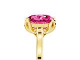 Yellow gold Round Cut Pink Sapphire Solitaire Ring with Flower Prong Setting and Classic Band_41