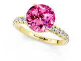 Yellow gold Round Cut Pink Sapphire Solitaire Ring with Pavé Accents and Four-Prong Setting_25