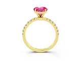 Yellow gold Round Cut Pink Sapphire Solitaire Ring with Pavé Accents and Four-Prong Setting_27