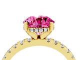 Yellow gold Round Cut Pink Sapphire Solitaire Ring with Round  Pavé Band and Four-Prong Setting_40