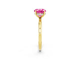 Yellow gold Round Cut Pink Sapphire Solitaire Ring with Thin Band and Four-Prong Setting_38