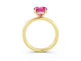 Yellow gold Round Cut Pink Sapphire Solitaire Ring with Thin Band and Four-Prong Setting_39