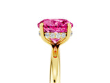 Yellow gold Round Cut Pink Sapphire Solitaire Ring with Thin Band and Four-Prong Setting_41
