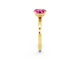 Yellow gold Round Cut Pink Sapphire Solitaire Ring with Thin Band and Prong Setting_14