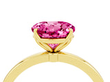 Yellow gold Round Cut Pink Sapphire Solitaire Ring with Thin Band and Prong Setting_16