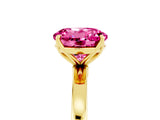 Yellow gold Round Cut Pink Sapphire Solitaire Ring with Thin Band and Prong Setting_17