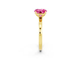 Yellow gold Round Cut Pink Sapphire Solitaire Ring with Thin Band and Prong Setting_26
