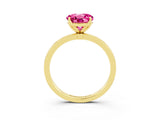 Yellow gold Round Cut Pink Sapphire Solitaire Ring with Thin Band and Prong Setting_27