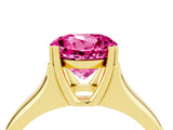 Yellow gold Round Cut Pink Sapphire Solitaire Ring with Wide Band and Prong Setting_28