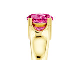 Yellow gold Round Cut Pink Sapphire Solitaire Ring with Wide Band and Prong Setting_29
