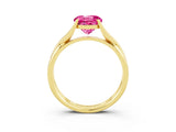 Yellow gold Round Cut Pink Sapphire Solitaire Twist Band Prong Setting Ring_83