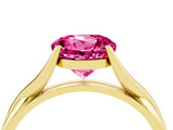 Yellow gold Round Cut Pink Sapphire Solitaire Twist Band Prong Setting Ring_84