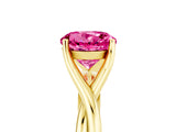 Yellow gold Round Cut Pink Sapphire Solitaire Twist Band Prong Setting Ring_85