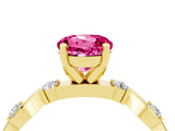 Yellow gold Round Cut Pink Sapphire Solitaire Twisted Band with Round  Accents and Prong Setting_16