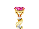 Yellow gold Round Cut Pink Sapphire Solitaire Twisted Band with Round  Accents and Prong Setting_17