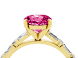 Yellow gold Round Cut Pink Sapphire Solitaire with Side Baguettes and Channel Set Band_28