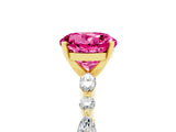 Yellow gold Round Cut Pink Sapphire Solitaire with Side Stones on a Pavé Band and Four-Prong Setting_29