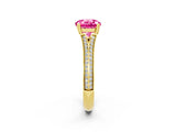 Yellow gold Round Cut Pink Sapphire Split Shank Engagement Ring with Pavé Band_26